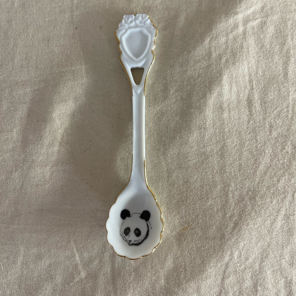 Vintage Reutter Germany Panda Bear White Gold Spoon Porcelain Collector’s Rare - Picture 2 of 6